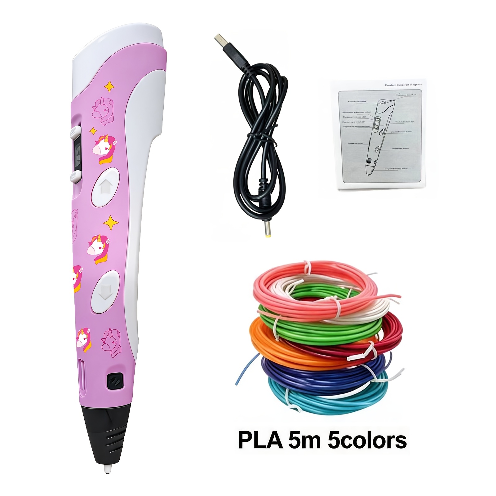 Creative 3D Pen kit with colorful PLA filament